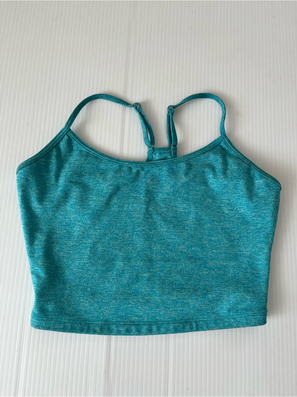 Bombshell Sportswear Teal Blue Heathered Crop Top Sports Bra Size Large